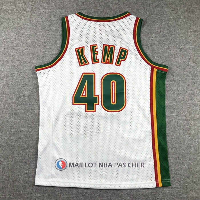 Maillot Enfant Seattle Supersonics Shawn Kemp NO 40 Historic Retro Blanc
